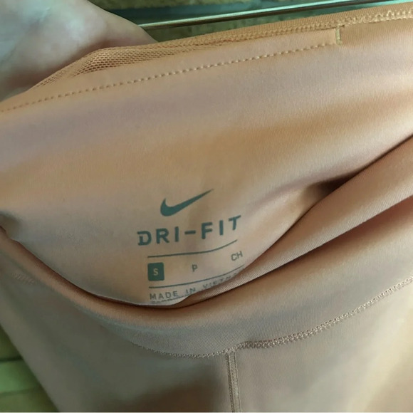 Nike Dri-Fit Blush Pink Athletic Gym Leggings Mesh Bottoms Size Small - Picture 2 of 6